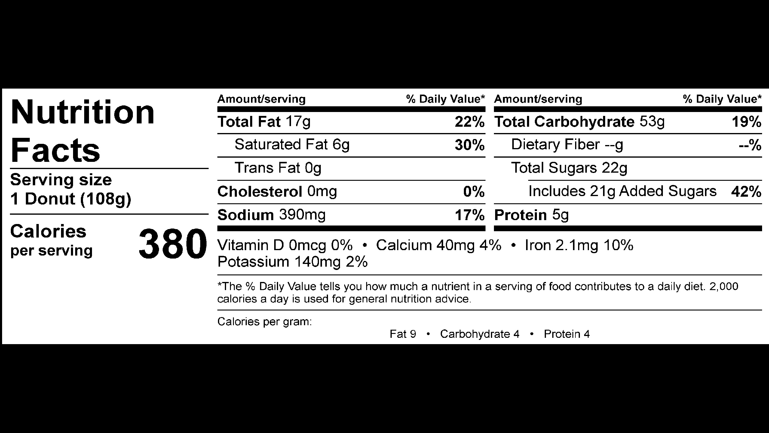 CHOCOLATE ICED LONG JOHN 3.8 OZ Nutritional Facts