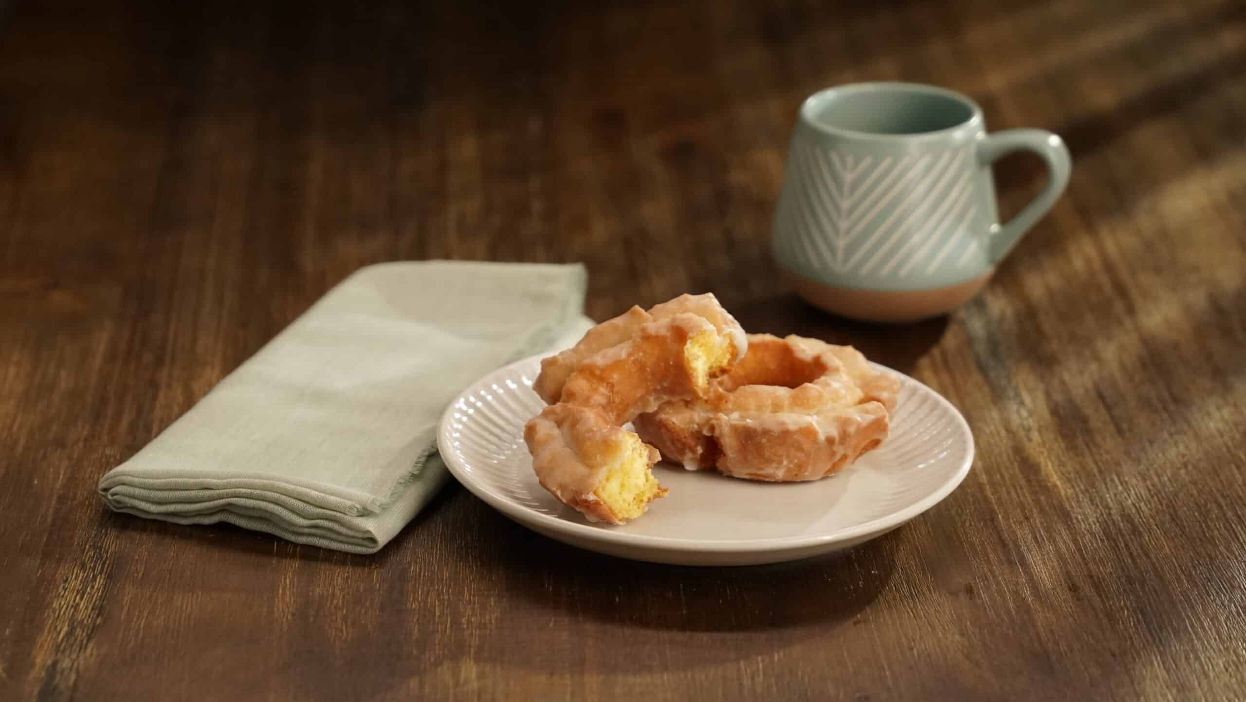 Lifestyle shot of GLAZED OLD FASHIONED DONUT