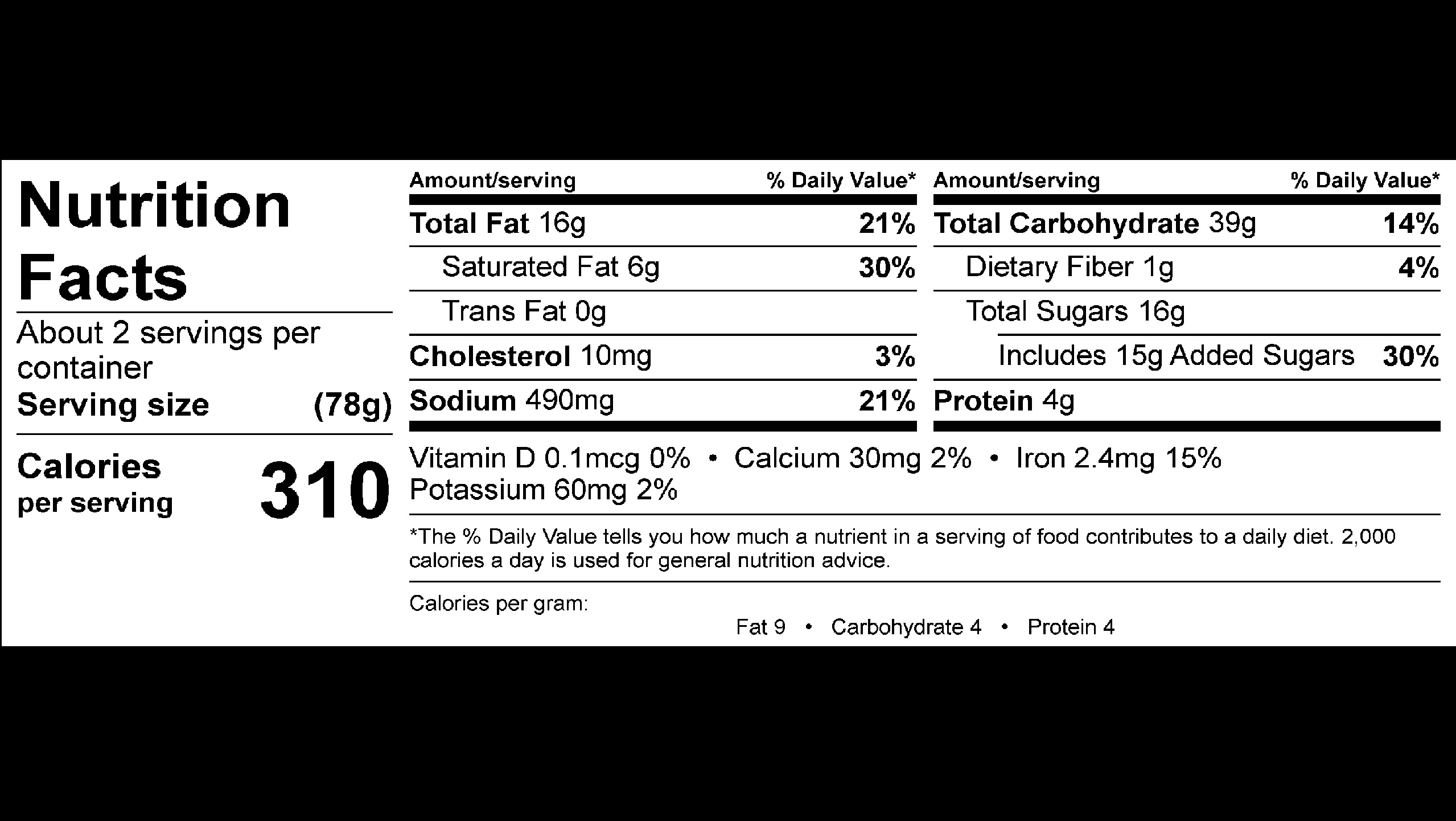 POWDERED DONUT HOLE CUP Nutritional Facts