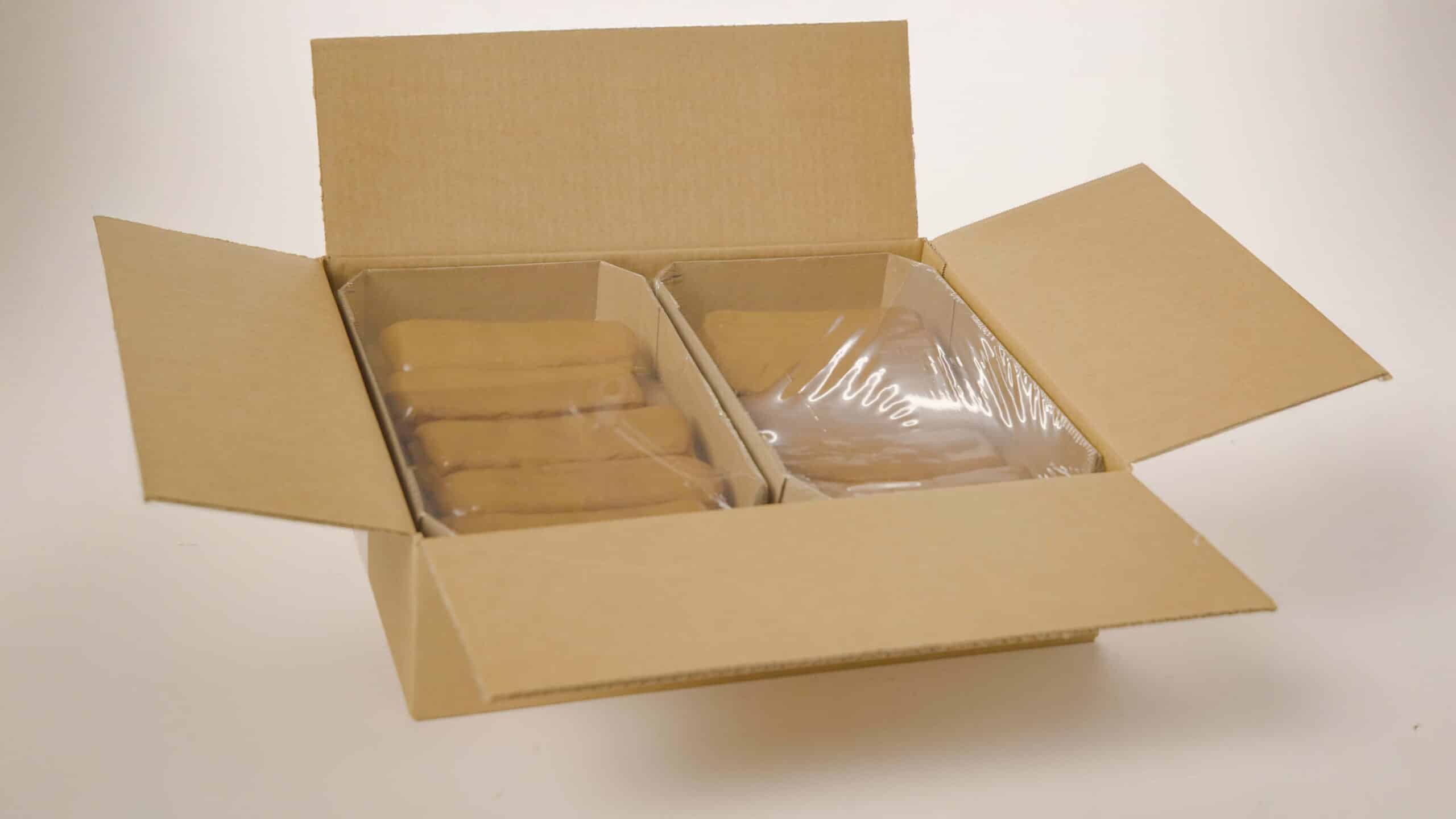 Open Case of Maple Iced Yeast Raised Long John